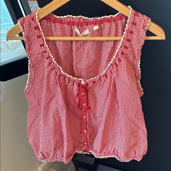 Doen Tops - Doen Red Checkered Sleeveless Blouse